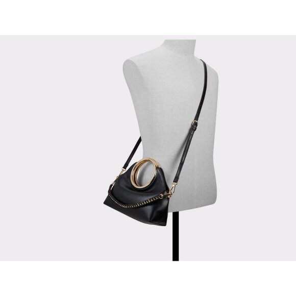 ALDO Kelhanix faux-leather women's round top handle satchel - Black / Gold - Picture 9 of 10